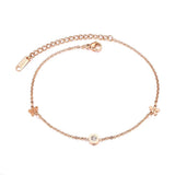 Bohemia Beach Chain Link Anklet Roman Numerals Flower Charm A19045