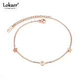 Bohemia Beach Chain Link Anklet Roman Numerals Flower Charm A19045