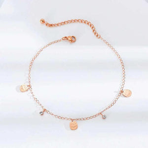 Women Anklets Cat Charm Rose Stainless Steel Beach Ankle Bracelets