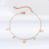 Women Anklets Cat Charm Rose Stainless Steel Beach Ankle Bracelets