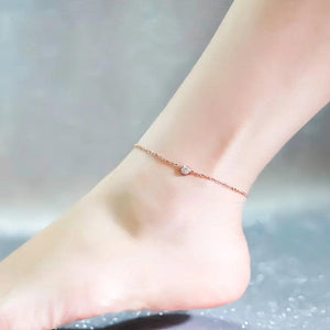 Zircon Anklet Women 18KGP Rose Titanium Steel 316L Stainless Steel Jewelry