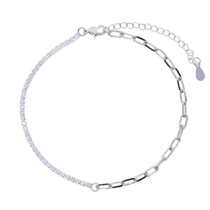Summer Women Girl Jewelry Paper Clip CZ Tennis Chain Anklet