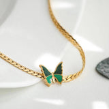 Stainless Steel Butterfly Charm Choker Necklace Anklet