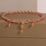 Strawberry Crystal Ankle Bracelet Pink Love Pendant Foot Chain