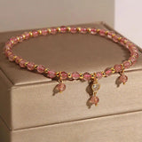 Strawberry Crystal Ankle Bracelet Pink Love Pendant Foot Chain