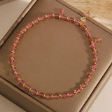 Strawberry Crystal Ankle Bracelet Pink Love Pendant Foot Chain