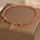 Strawberry Crystal Ankle Bracelet Pink Love Pendant Foot Chain