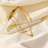 Golden Heart Clover Double Foot Chain Anklet