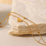 Golden Heart Clover Double Foot Chain Anklet