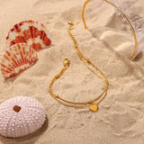 Golden Heart Clover Double Foot Chain Anklet