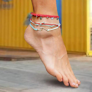 Bohemia Tassel Anklet Set Summer Beach Foot Chain Sandals Barefoot Jewelry