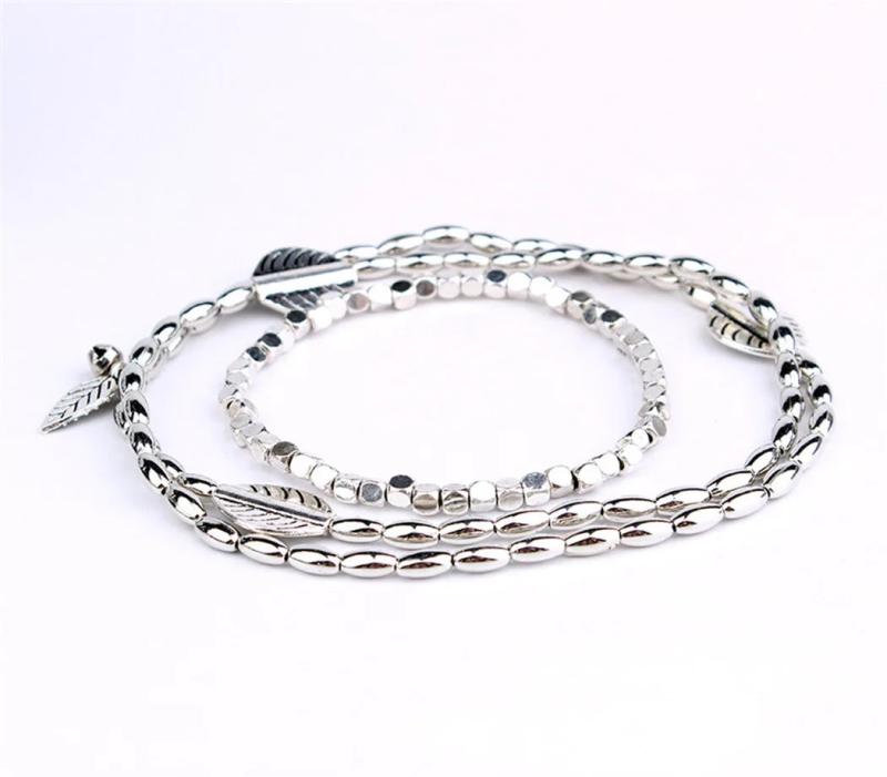 Anslow Feather Leave Ankle Bracelet Barefoot Sandals Anklets For Women