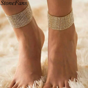 Rhinestone Multi-Row Anklet Ankle Bracelet for Women