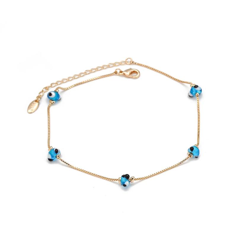 Silver Foot Chain Ankle Bracelet Eye Bead Anklet for Women Girls