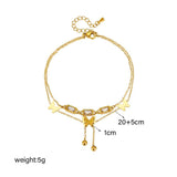 316L Stainless Steel Square Zircon Butterfly Anklets For Women Girl