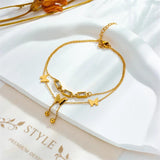 316L Stainless Steel Square Zircon Butterfly Anklets For Women Girl