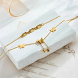 316L Stainless Steel Square Zircon Butterfly Anklets For Women Girl