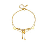316L Stainless Steel Square Zircon Butterfly Anklets For Women Girl