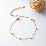 Rose Love Roman Numeral Anklet Titanium Steel Foot Link Chain Anklet