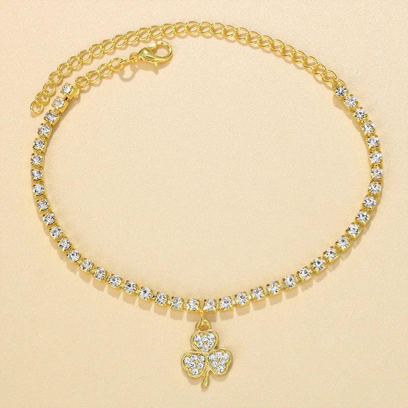 Stonefans Flower Pendant Anklet Bracelet Rhinestone Beach Anklet Jewelry
