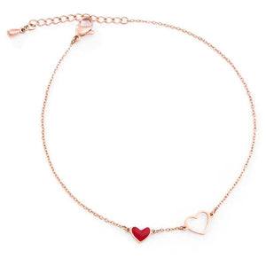 Red Heart Anklet Chain Girl Birthday Gift Stainless Steel Jewelry