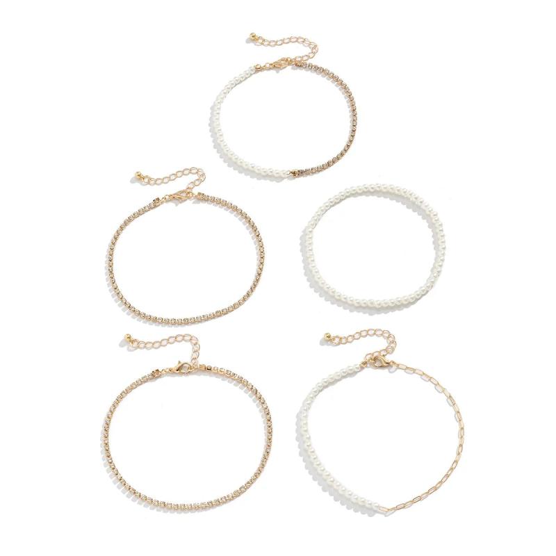 Bohemia Multilayer Rhinestone Tennis Chain Anklet for Women