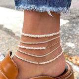 Bohemia Multilayer Rhinestone Tennis Chain Anklet for Women