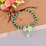 Ethnic Style Hand-woven Anklet Foot Chain Retro Temperamental Chalcedony
