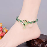 Ethnic Style Hand-woven Anklet Foot Chain Retro Temperamental Chalcedony