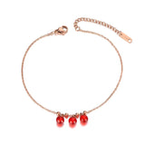 Bohemia Beach Charm Anklet Stainless Steel Red Crystal Beads Chain A19025