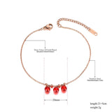 Bohemia Beach Charm Anklet Stainless Steel Red Crystal Beads Chain A19025
