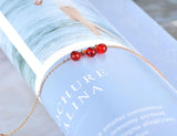 Bohemia Beach Charm Anklet Stainless Steel Red Crystal Beads Chain A19025