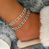Caraquet Rhinestone Anklet - Crystal Tennis Chain Charm