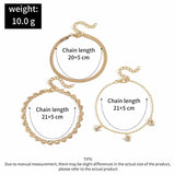 Sindlan 3Pcs Vintage Chains Butterfly Anklet Bracelet Boho Heart Crystal
