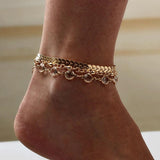 Summer Crystal Sequins Anklet Set Beach Foot Jewelry Ankle Bracelet Layered Ankl