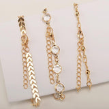Summer Crystal Sequins Anklet Set Beach Foot Jewelry Ankle Bracelet Layered Ankl