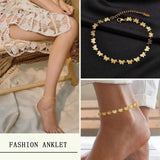 Butterfly Charm Chain Anklets Heart Links Ankle Stainless Steel