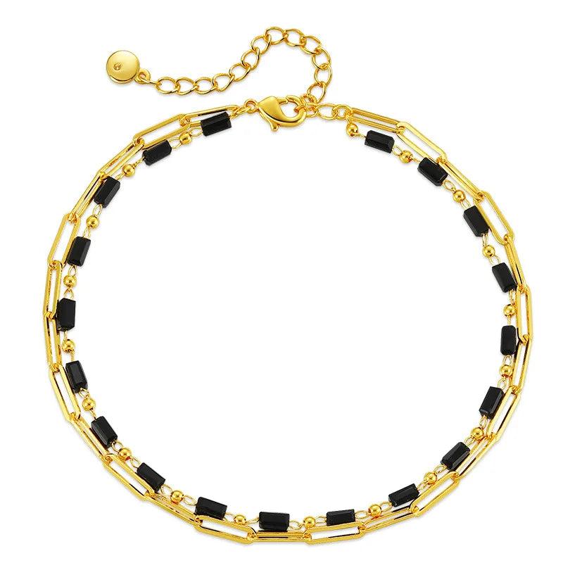 Acrylic Beads Paperclip Chain Anklet for Women