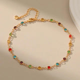 Acrylic Beads Paperclip Chain Anklet for Women