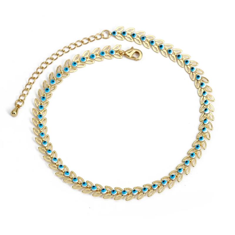 Evil Eye Charm Anklet Copper Adjustable Foot Chain Beach Anklet