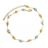 Lucky Eye Adjustable Stone Metal Bead Anklet Copper Foot Chain
