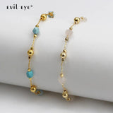 Lucky Eye Adjustable Stone Metal Bead Anklet Copper Foot Chain