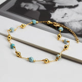 Lucky Eye Adjustable Stone Metal Bead Anklet Copper Foot Chain