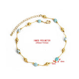 Lucky Eye Adjustable Stone Metal Bead Anklet Copper Foot Chain