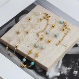 Lucky Eye Adjustable Stone Metal Bead Anklet Copper Foot Chain
