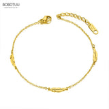 Bohemia Stainless Steel Feather Charm Anklet BA21003