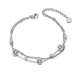 Bohemia Double Layer CZ Crystal Tree Anklets For Women