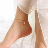 Women Stainless Steel Moon Chain Ankle Bracelet for Girls