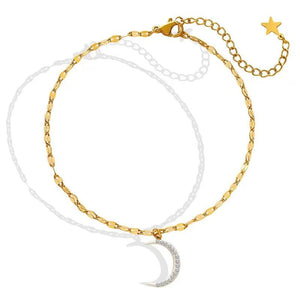 Women Stainless Steel Moon Chain Ankle Bracelet for Girls