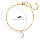 Women Stainless Steel Moon Chain Ankle Bracelet for Girls
